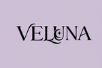 Veluna logo with lavender purple background